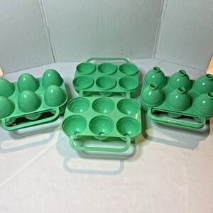 Lot of 3 JELL-O Jiggler Egg‎ Molds Etched Easter Eggs Green